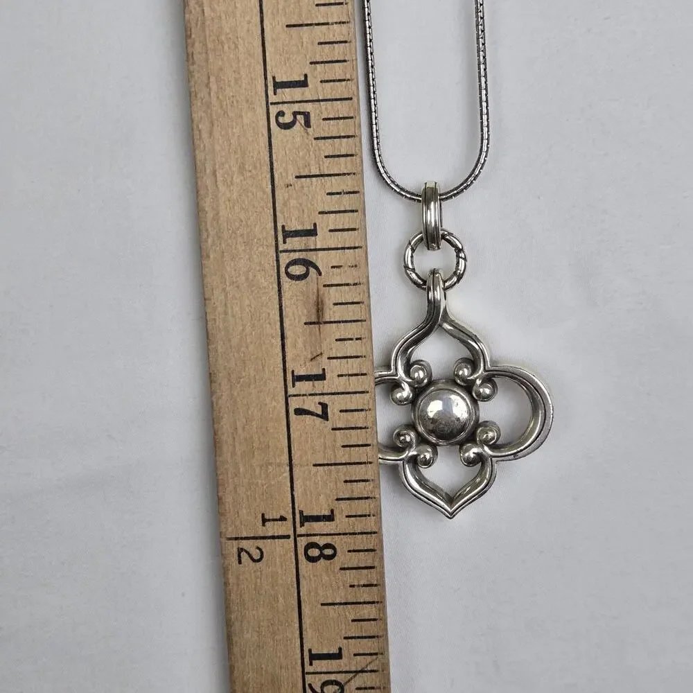 brighton toledo long chain necklace in silver tone.